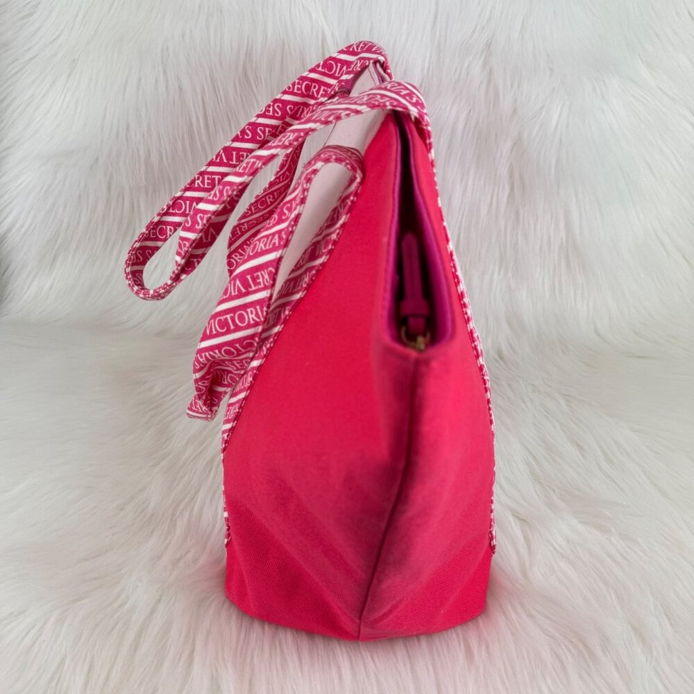 Victoria's Secret Pink Colorblock Canvas Logo Tote Weekender Bag Travel Overnigh - Picture 7 of 13